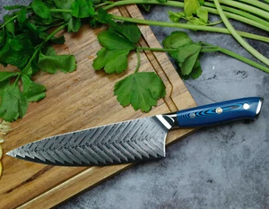 Damastmesser, Chefmesser, Küchenmesser, Edelstahl, Geschenk - Bild 1 von 4