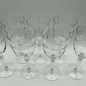 Vintage Fostoria Holly Water Goblets 7 7/8” Set Of 7 - Picture 1 of 12