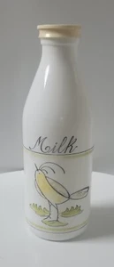 Vtg. Egizia 10" Milk Glass Bottle Hand Painted Bird With Lid - Picture 1 of 10