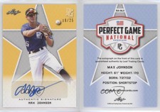 2020 Leaf Perfect Game National Showcase Yellow /25 Max Johnson #BA-MJ1 Auto