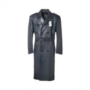 Prada 22 years Lambskin Trench Coat 48 Men's Gray Oversized double breasted lea - Picture 1 of 9