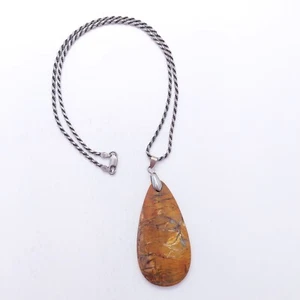 Ciondolo in argento sterling legno pietrificato con catena sterling 36,1 grammi 18 pollici - Foto 1 di 8