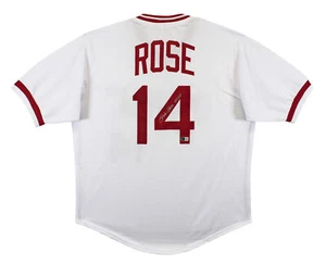 Pete Rose "4256" Authentic Signed White Pro Style Jersey w/ Silver Sig BAS - Picture 1 of 3