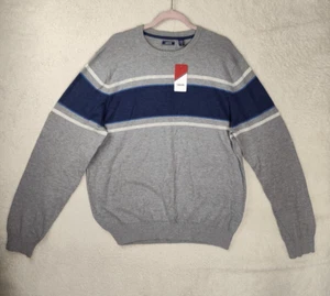 Izod Men Sweater Extra Large Gray CottonBlend Long Sleeve Regular Fit Pullover - Picture 1 of 18