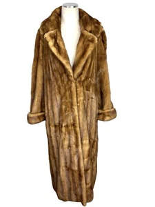 CAROLINA HERRERA Saks 5th Ave Golden Whiskey Full Length Long Maxi Mink Fur Coat - Picture 1 of 14