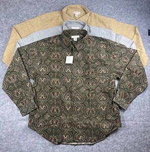 Men 2XL Long Sleeve Button Up Preswick & Moore (3 Shirt LOT)  BEIGE GRAY PAISLEY - Picture 1 of 23