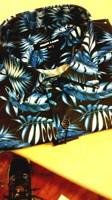 NWT Jared Lang men's size XL short sleeve button down shirt, leaf arts pattern - Image 1 of 4