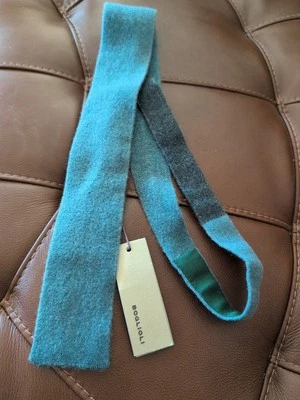 Corbata delgada de cachemir Boglioli Milano mate verde azulado y gris (doble tono) 57"x2,25" Foto 1 de 4