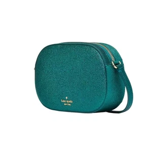 Kate Spade Glimmer Oval Small Camera Bag Festive Teal Glitter - Picture 1 of 9