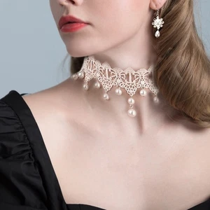 Fashion Delicate Damen Hochzeit Braut / Perle Halskette mit Paar - Picture 1 of 12