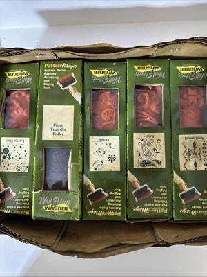 "Lote de rodillos de goma tallada de 5,5"" PATRÓN DE TEXTURA DE PAPEL PINTADO de colección y herramienta de rodillo de pintura" Foto 1 de 4