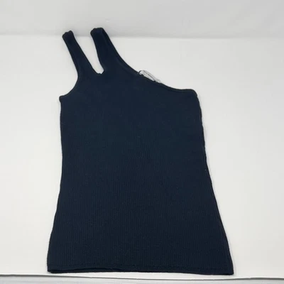 Top acanalado de un hombro de cachemir Cotton by Autumn - negro - pequeño Foto 1 de 4