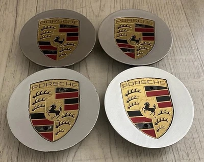 Tapas centrales para Porsche Cayenne 911 Boxster Cayman 991 Panamera OEM de fábrica plateadas Foto 1 de 4