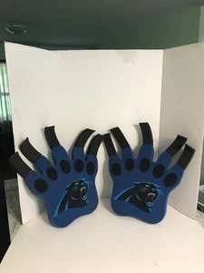 Vintage National Football League Carolina Panthers Logo Large Pair Foam Cat Claw - Picture 1 of 11