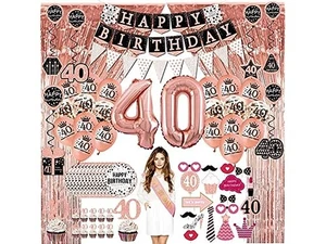 40th Birthday 76PC Decorations for Women Birthday Box Rose Gold 76 Piece Set - Picture 1 of 6
