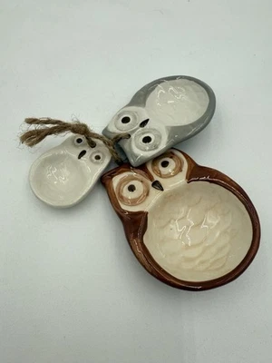 Owl Measuring Spoons Set (3)- Cermic Owl Nesting Whimsical & Cute - Image 1 of 4