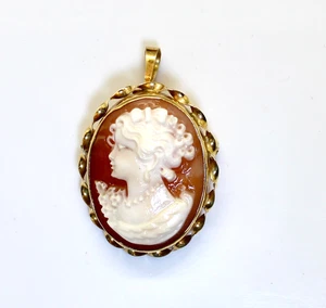 Gorgeous Antique Victorian 18K Yellow Gold Cameo Brooch & Pendant - Picture 1 of 4