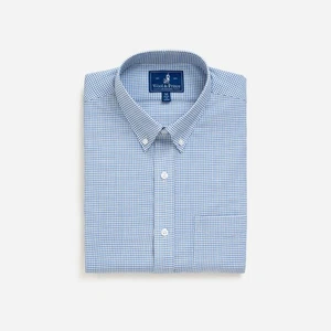 Wool & Prince 130 Button-Down Shirt Blue Micro Check XL New NWT MSRP $158  - Picture 1 of 11