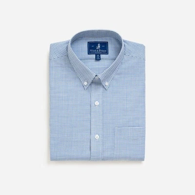 Wool & Prince 130 Button-Down Shirt Blue Micro Check New NWT MSRP $158 Large - Image 1 of 4