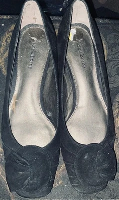 Новый без ценников винтажный Liz Claiborne PIPER SZ 9M черная замша SHARP - Изображение 1 из 4