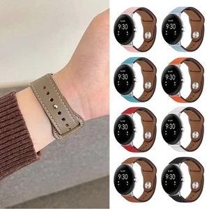 Bracelet de Montre Connectée en Cuir Véritable Noir pour Google Pixel Watch 3/2/ - Zdjęcie 1 z 31
