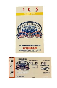 1987 Los Angeles Dodgers Ticket Stubs - VG - Picture 1 of 2