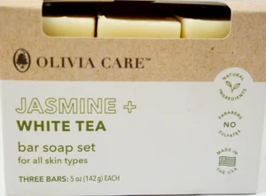 Olivia Care Jazmín + Juego de Jabón Barra de Té Blanco 3 piezas (5 oz) cada uno ¡NUEVO!! - Imagen 1 de 4