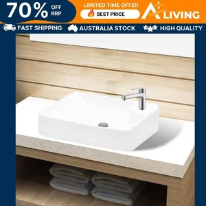 Ceramic Bathroom Sink Basin with Faucet Hole White Modern Sink Vanity Fixt 41934 - Picture 1 of 5