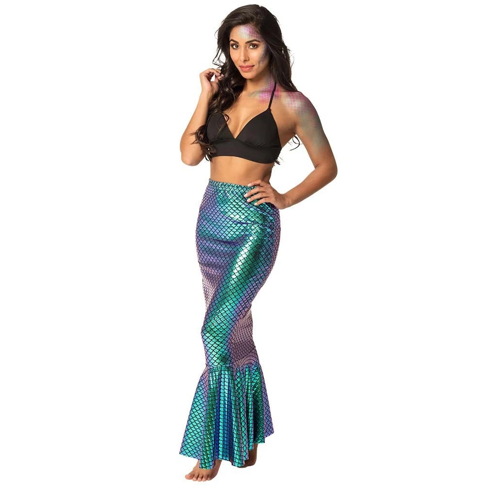 Boland 51032 Meerjungfrau-Rock Größe M schimmernder langer Rock Schuppenmotiv