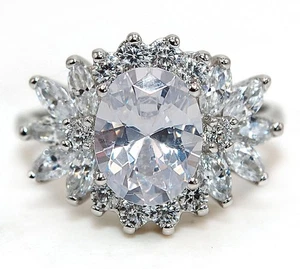 5 kt behandelter weißer Saphir 925 echt Sterlingsilber Ring Schmuck Größe 9 mm2-8 - Bild 1 von 3