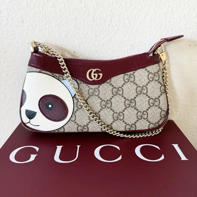 New Gucci GG Supreme Icon Panda Mini Bag with gold chain - Image 1 of 4