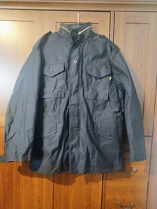 Alpha Industries Cold Weather Field Jacket Sz M Black Military Brand USA EUC - Picture 1 of 5