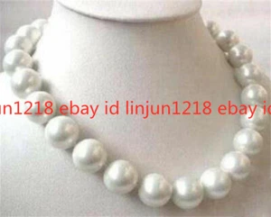 Huge 20mm Natural White South Sea Shell Pearl Round Beads Necklace Jewelry 16" - Picture 1 of 12