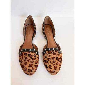 CORSO COMO Women's Brown/Black Calf Hair Leather Leopard Studded Flats size 8.5 - Picture 1 of 12