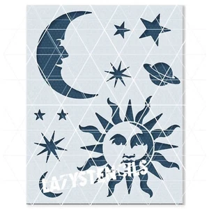 Himmelsschablone - Mond, Sterne, Sonne, Astrologie, Tierkreis, Weltraum, mystisches Dekor - Bild 1 von 5