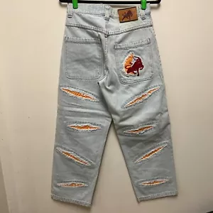 Vintage Paco Red Bull Jeans Pants Unique Embroidered VERY RARE size 29x30 y2k - Picture 1 of 11