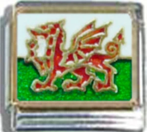 WALES WELSH FLAG Ceramic Italian 9mm Charm PQ057 Fits Traditional Classic - Bild 1 von 2