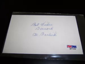 Al Barlick Autographed Index Card American League Umpire PSA/DNA Q 47235 - Picture 1 of 2