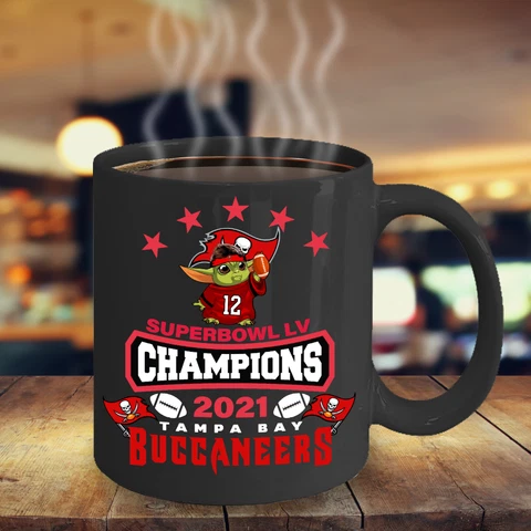 Tampa Bay Buccaneers Yoda Brady Super Bowl LV Champs Black Coffee Mug Gift Cover