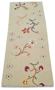 Hand Knotted Vintage Flat Weave Poland Kilm Kilim Wool Area Rug 5 x 2 Ft - Picture 1 of 7