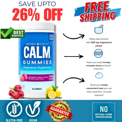 Natural Vitality CALM, Suplemento de Citrato de Magnesio, Frambuesa Limón, 120 Ct Foto 1 de 4