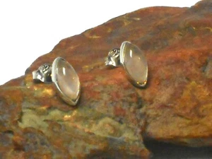 Rose QUARTZ Sterling Silber 925 Edelstein Ohrstecker - 5 x 10 mm - Picture 1 of 5