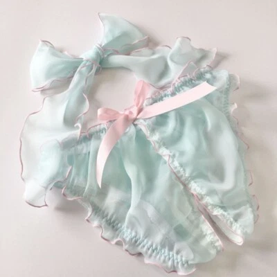 Cute Chiffon Panties Knickers Sheer Briefs Open Crotch Underwear Lingerie Erotic - image 1 of 4