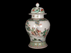 Eine Antike Famille Verte Baluster Deckel - Vase /- Gefäß. China. 19. Jh. Qing - Bild 1 von 13