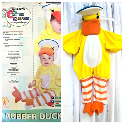 Rubber Duckie Duck Romper Headpiece Baby Costume Infant 6-12 months Halloween - Image 1 of 4