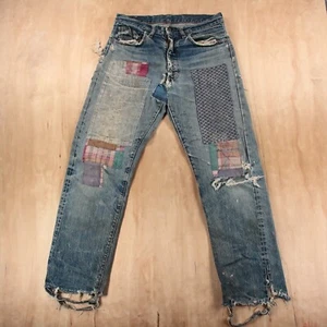 RARE vtg 60s 70s LEVI'S 505 patchwork selvedge denim jeans 31x28 usa talon - Picture 1 of 12