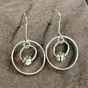 Hanging Ball Earrings Solid 925 Sterling Silver Mother Gift Jewelry For Her - Picture 1 of 4