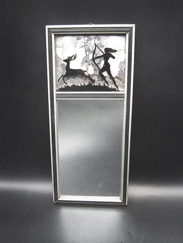 Deltex Deco Silhouette of Diana the Huntress with Mirror - Framed Black Silver Cover