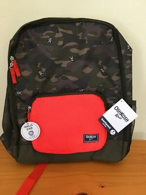 Nueva Mochila Oshkosh Skip Hop Astronauta Camuflada Niño Niño Verde Marrón Naranja Foto 1 de 4