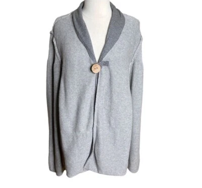Cárdigan Suéter Habitat Gris Tejido Algodón Un Botón Talla XL Foto 1 de 4